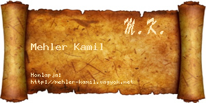 Mehler Kamil névjegykártya